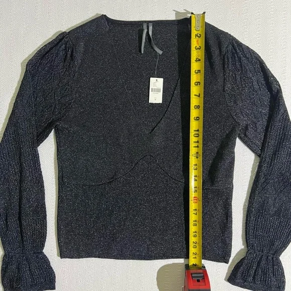 Anthropologie Womens V Neck Top Size M Long Sleeve Witchy Going Out NWT - Picture 5 of 6